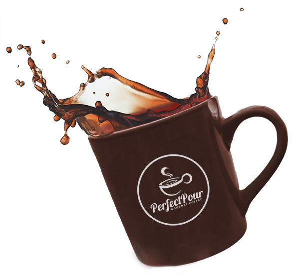 coffee cup with perfect pour logo